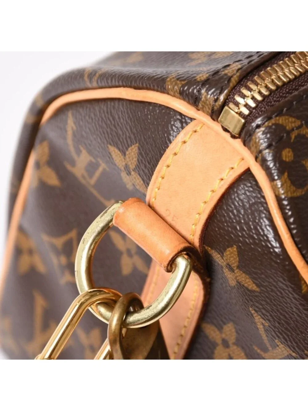 Louis Vuitton Speedy 25 Handbag Monogram Leather Brown Gold